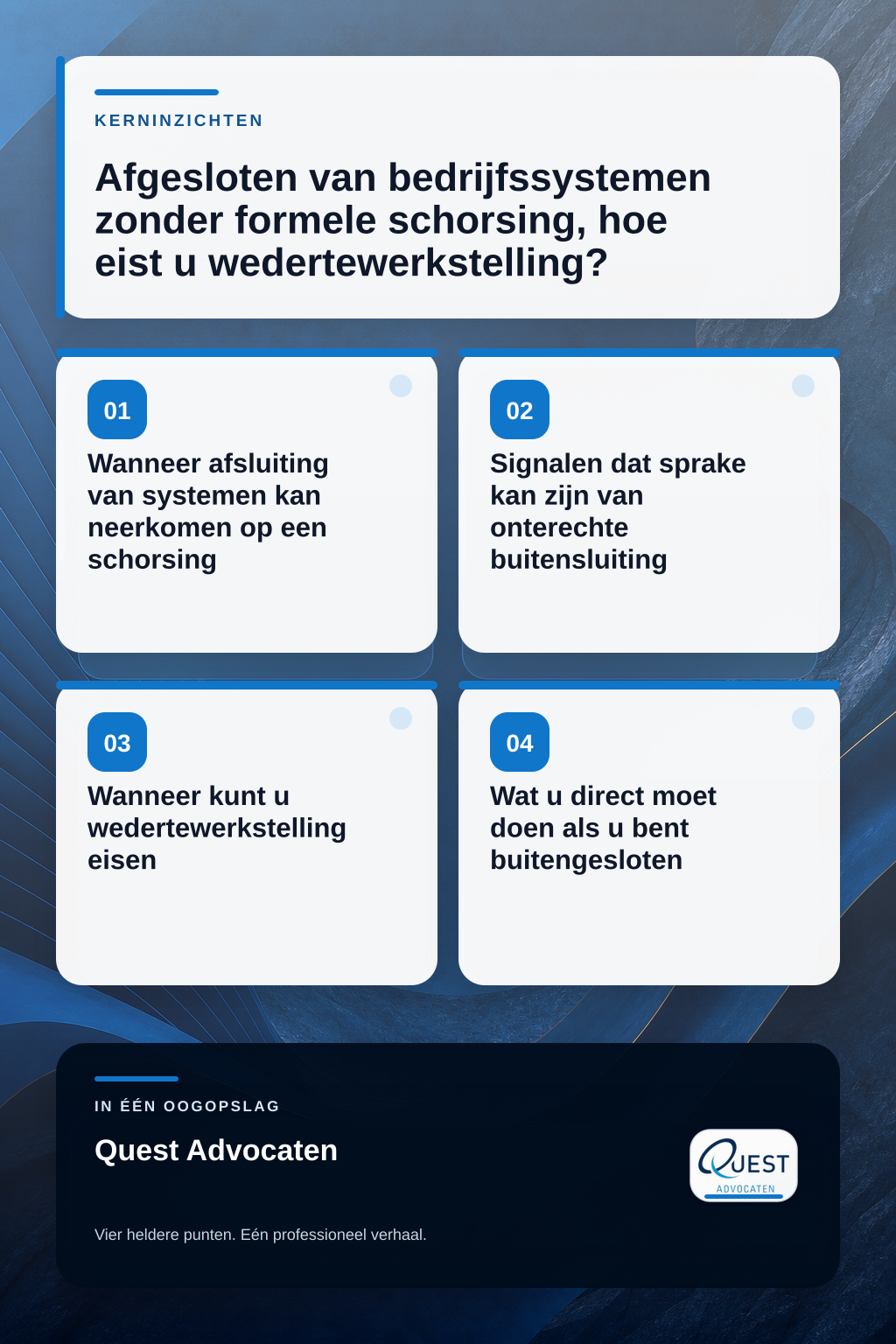 Afgesloten van bedrijfssystemen zonder formele schorsing, hoe eist u wedertewerkstelling? infographic