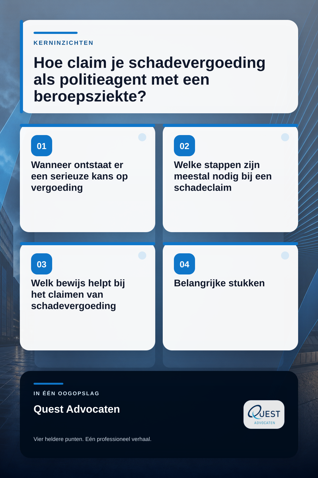Hoe claim je schadevergoeding als politieagent met een beroepsziekte? infographic