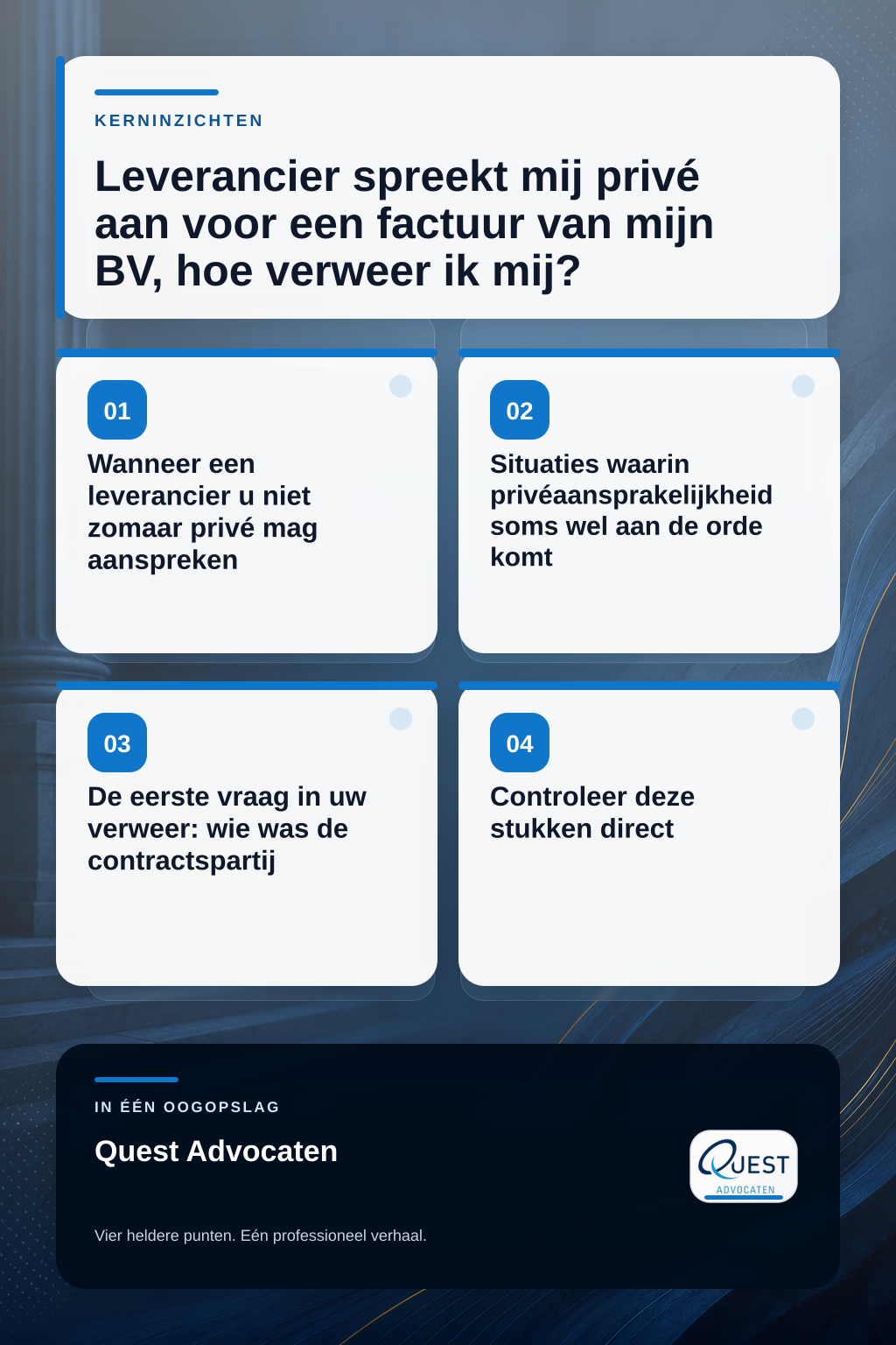 Leverancier spreekt mij privé aan voor een factuur van mijn BV, hoe verweer ik mij? infographic