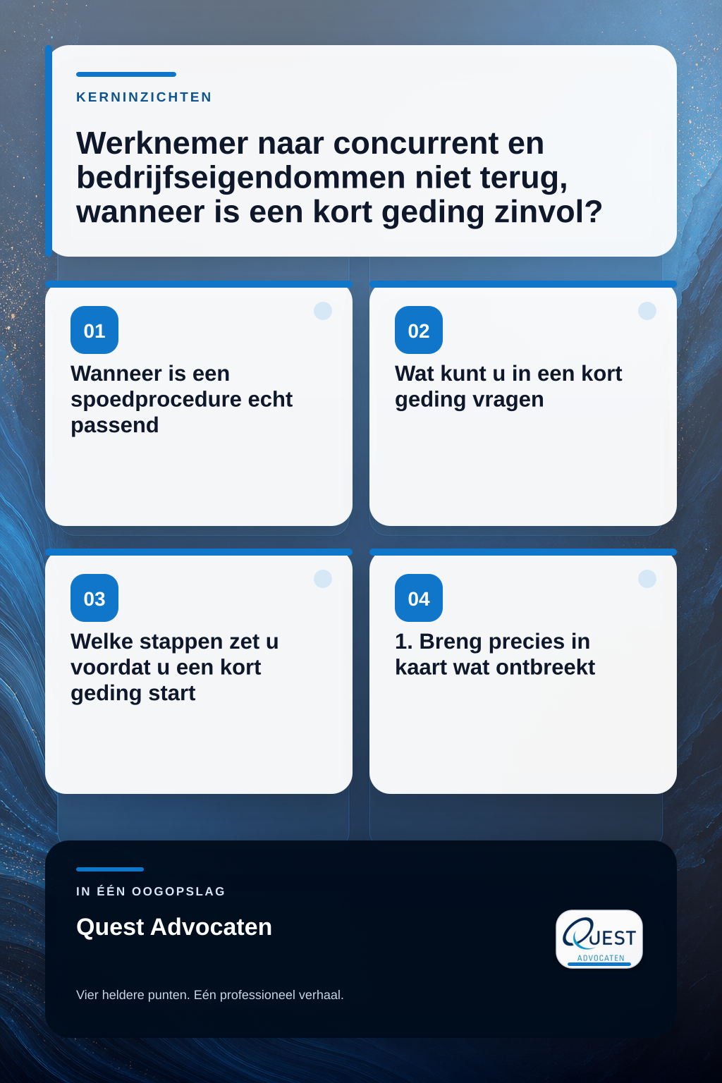 Werknemer naar concurrent en bedrijfseigendommen niet terug, wanneer is een kort geding zinvol? infographic