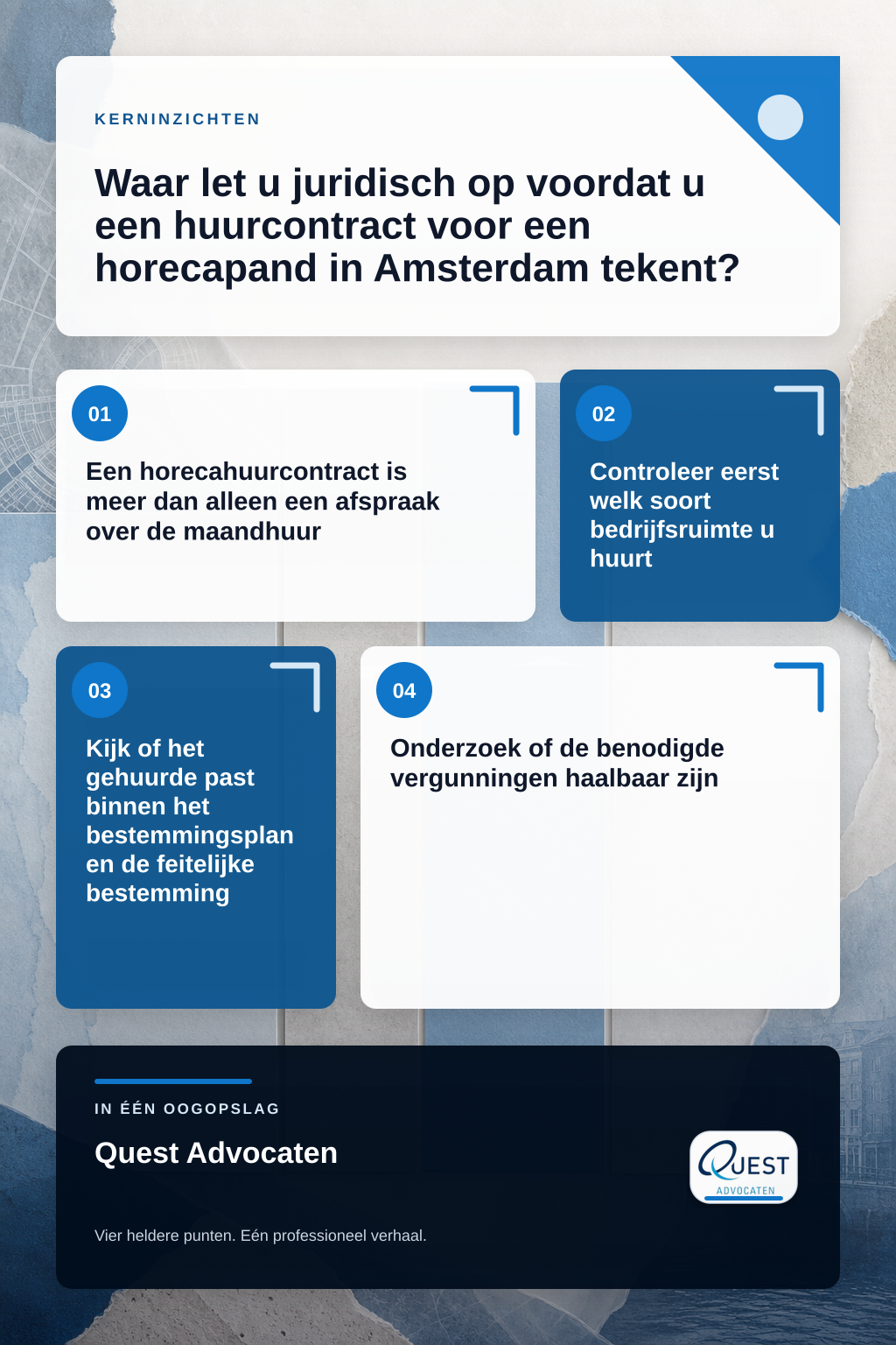 Waar let u juridisch op voordat u een huurcontract voor een horecapand in Amsterdam tekent? infographic