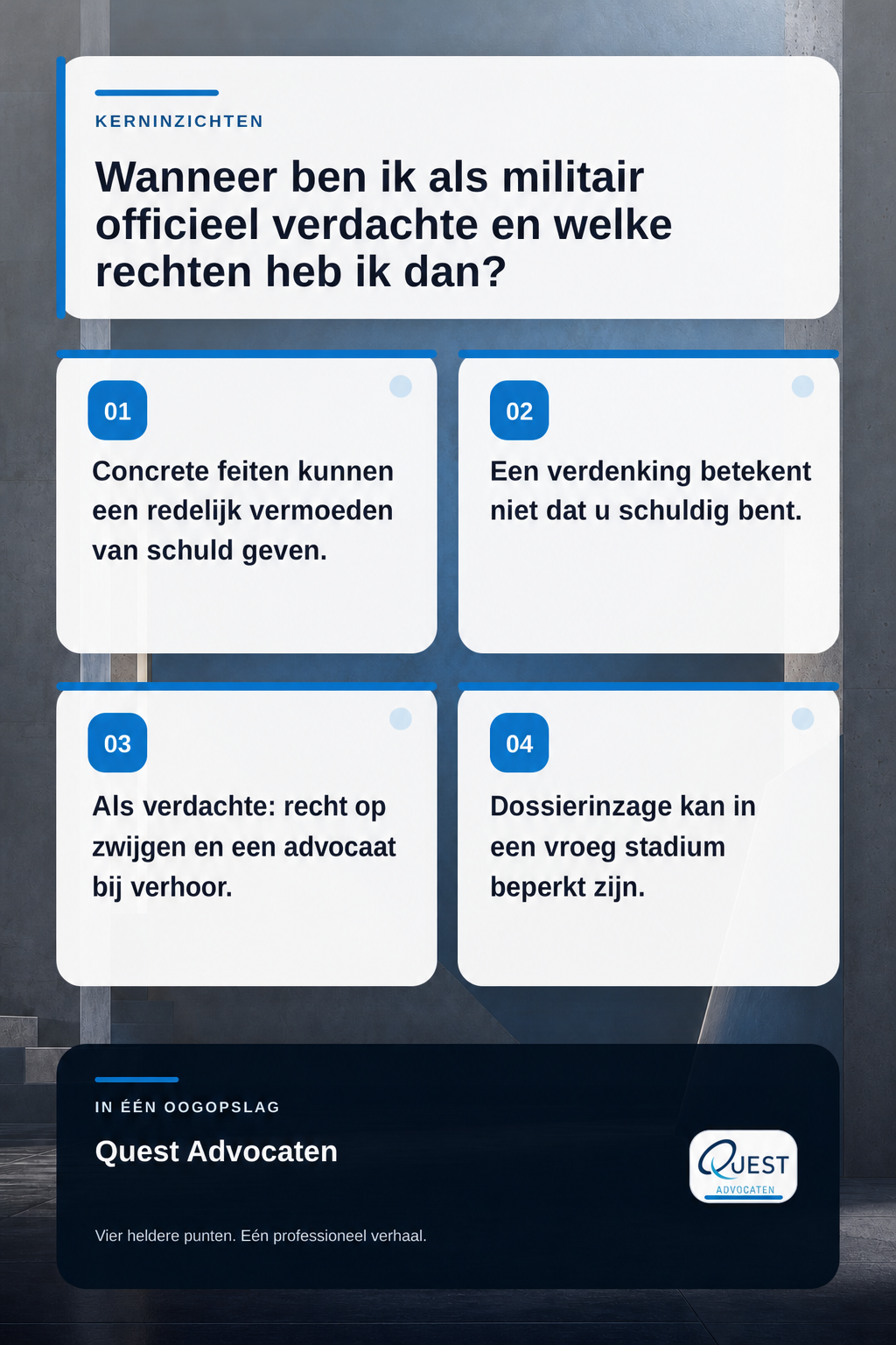 Wanneer ben ik als militair officieel verdachte en welke rechten heb ik dan? infographic